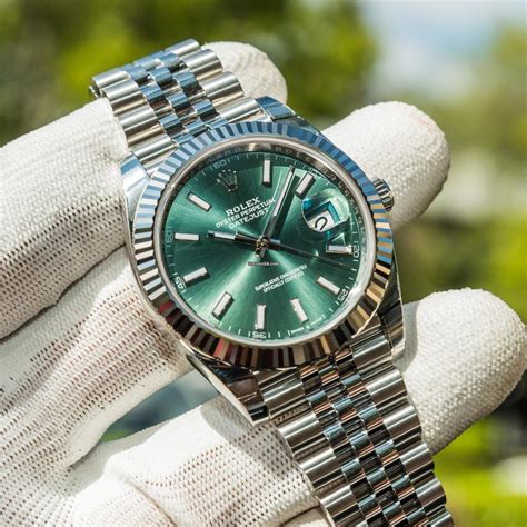 green rolex dial|rolex 41mm date just mint dial.